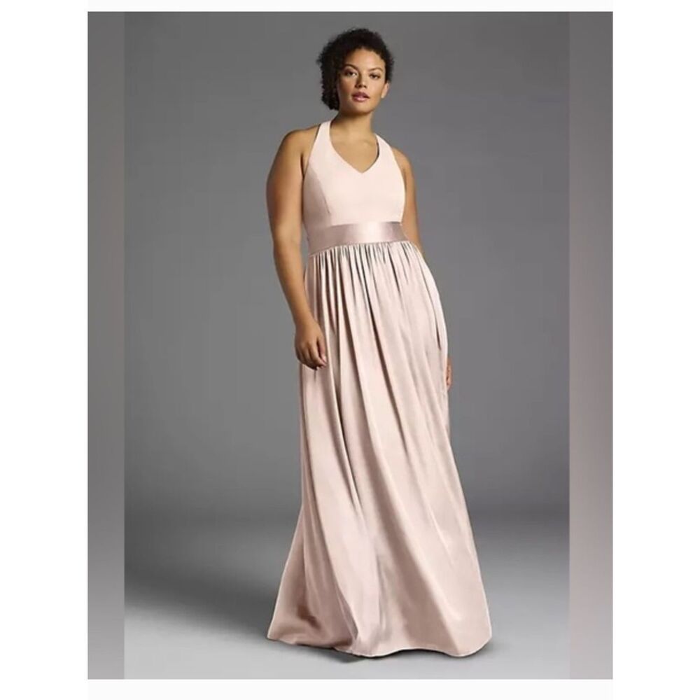 White by Vera Wang halter satin bridesmaid gown Lilac